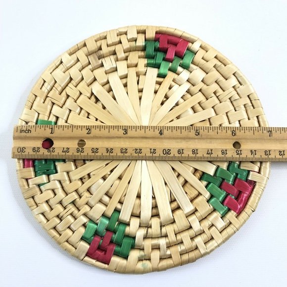 Woven Raffia Straw Trivets Set of 8 Round Square - Picture 4 of 12